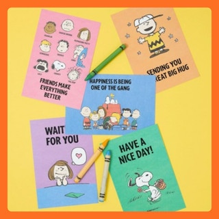 Conjunto De Cartões Postais PEANUTS 5P Ver . 1/Vintage Snoopy Fabricados Na Coreia