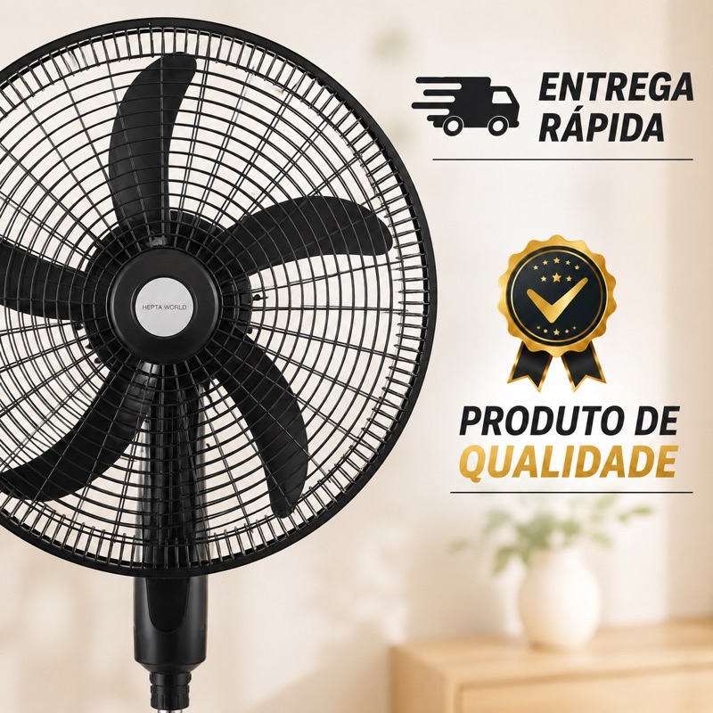 Ventilador de Coluna Hepta World 127V-220V Forte Resistente e Potente para Casa Escritório Sala Quarto