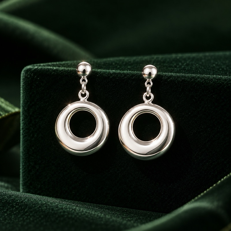Brinco Redondo Vazado Pendurado em Prata 925 – Elegância e Sofisticação