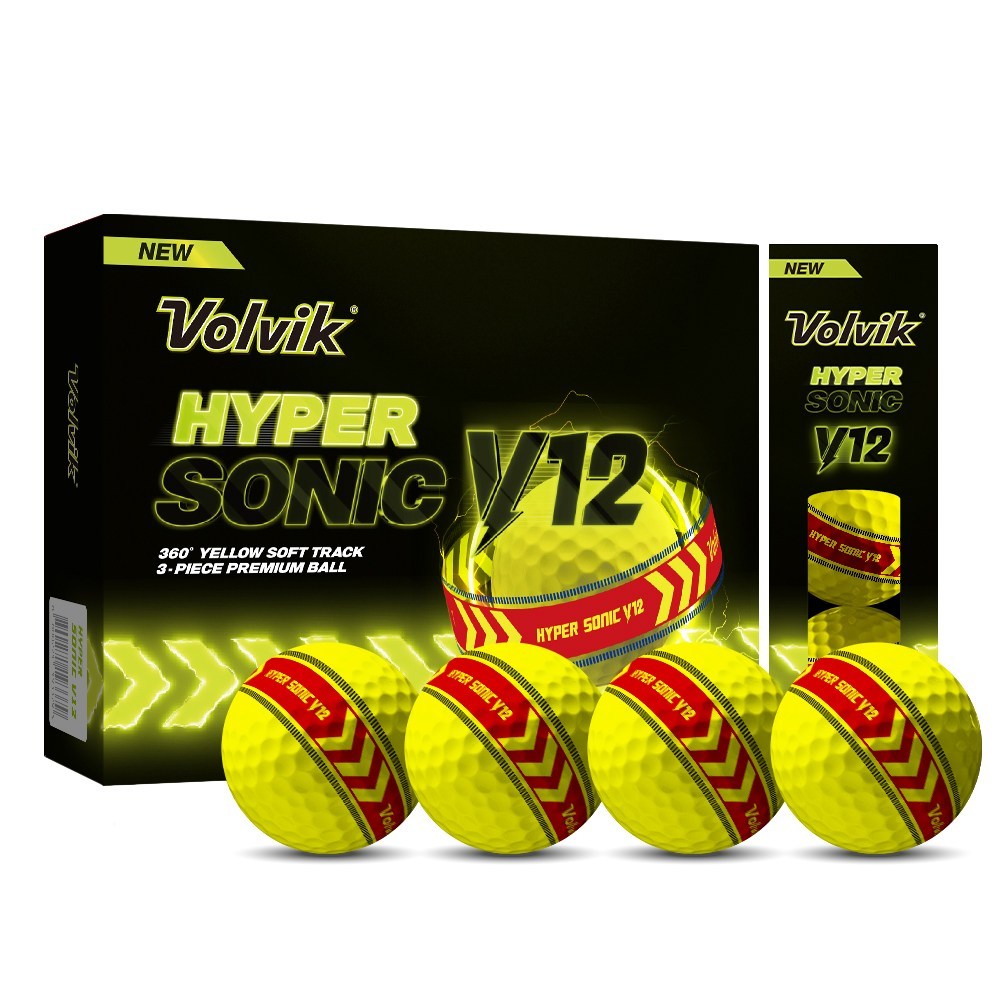 [Volvik] Hyper Sonic V12 360 Soft Track Bolas De Golfe De 3 Peças Alta Distância Com 12 Pacotes [Direto Da Coreia]
