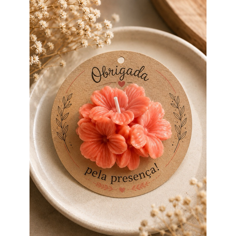 Mini Vela Aromática Flor Personalizada | Lembrancinha para Aniversário, Casamento, Chá de Bebê e Tag Personalizada
