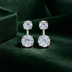 Brinco Duas Pedras de Encaixe Transparente 8mm em Prata 925