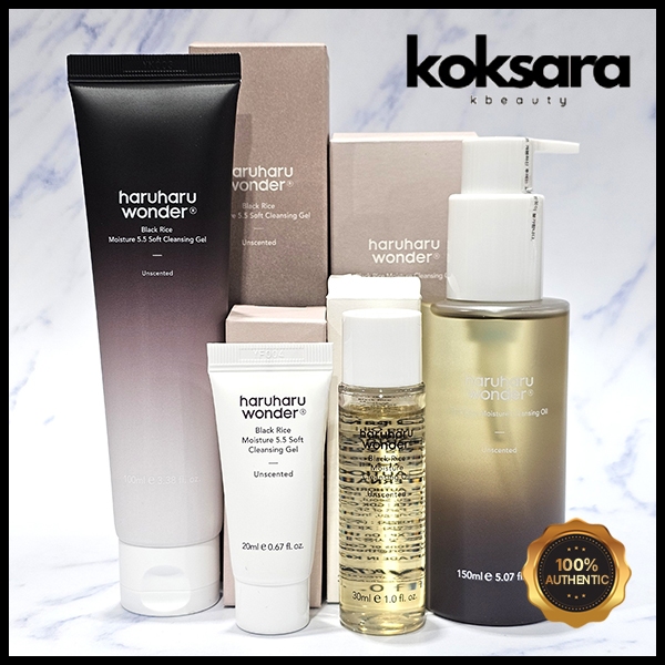 Haruharu Wonder Black Rice Moisture Cleansing Gel 100ml, 20ml Deep Cleansing Oil 150ml, 30ml