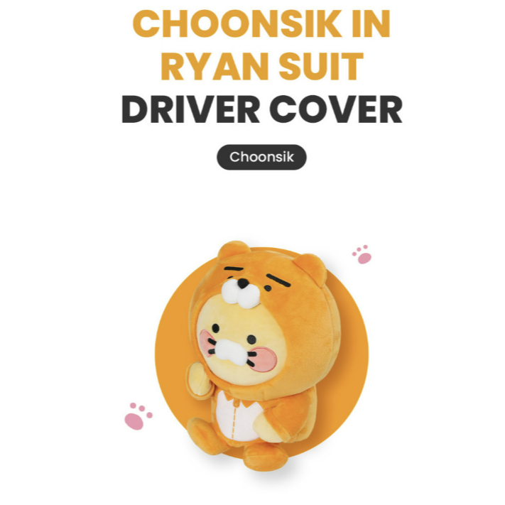 [Kakao Friends Golf] Ryan Choonsik Driver Headcover Capa Protetora Para Taco De Golfe Equipamento De Personagem Premium