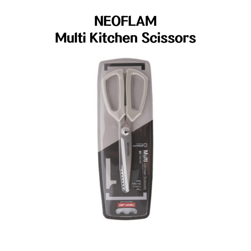 Neoflam Multi Kitchen Scissors Punho Antiderrapante , Força De Corte De Precisão , Seguro Para Máquina De Lavar Louça , Revestimento Sanitário , Aprimoramento De Durabilidade , design Leve , Abridor De Garrafas , mater De Embalagem