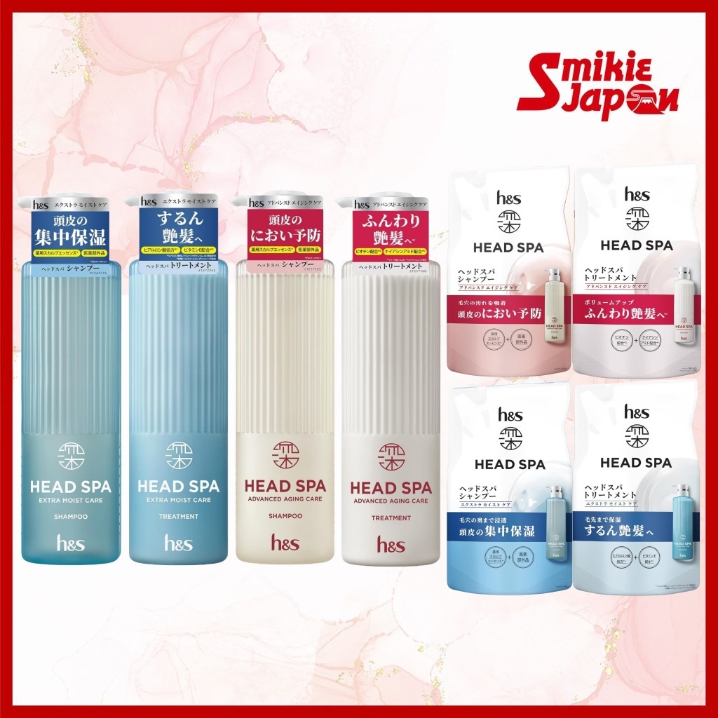 H & S Deep Head Spa Extra Moist Care/Shampoo Avançado Para Cuidados Com O Envelhecimento E Bomba De Tratamento 435g/Recarga 350g