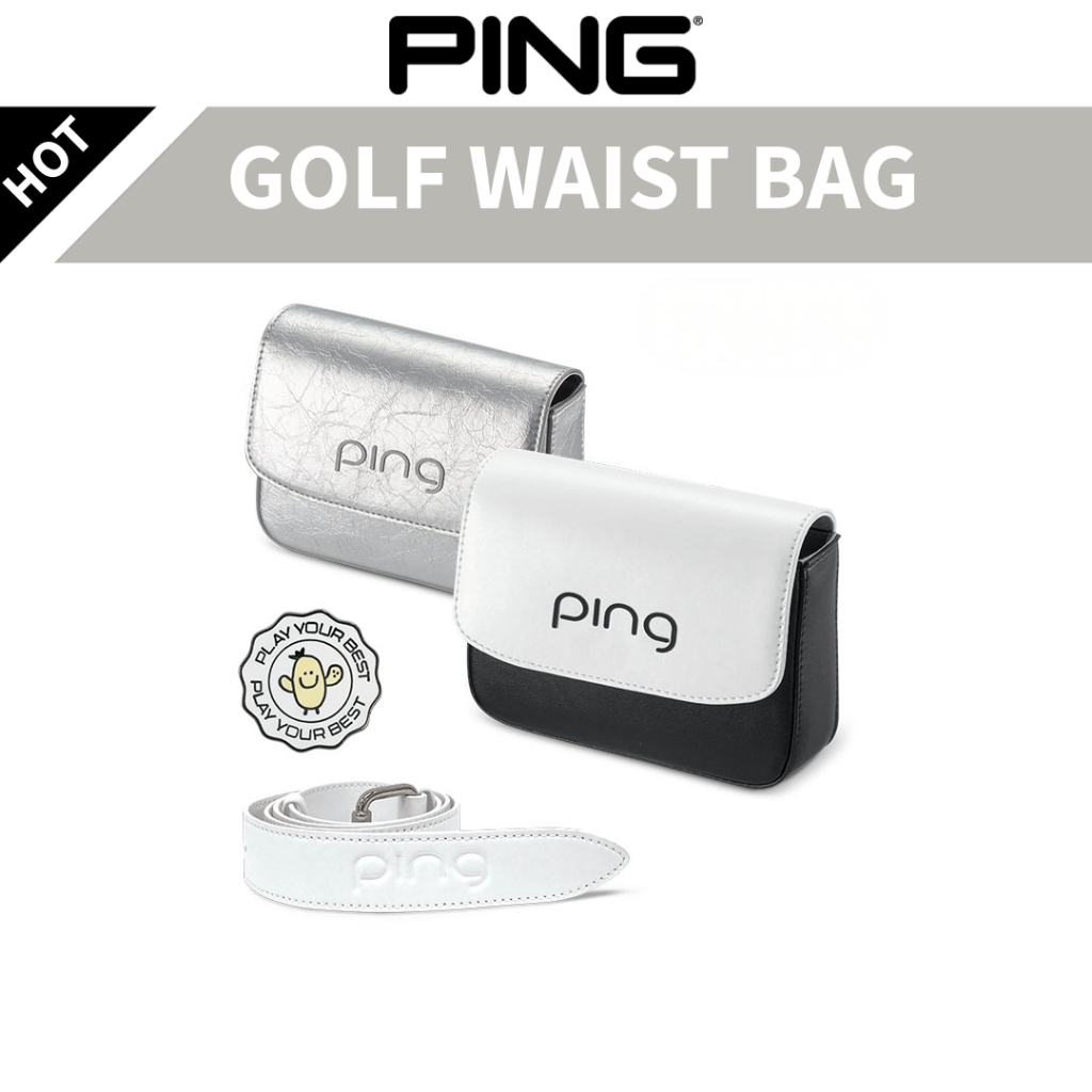 [PING] Bolsa De Cintura Feminina De Golfe (Conjunto De Cinto + Marcador De Bola)
