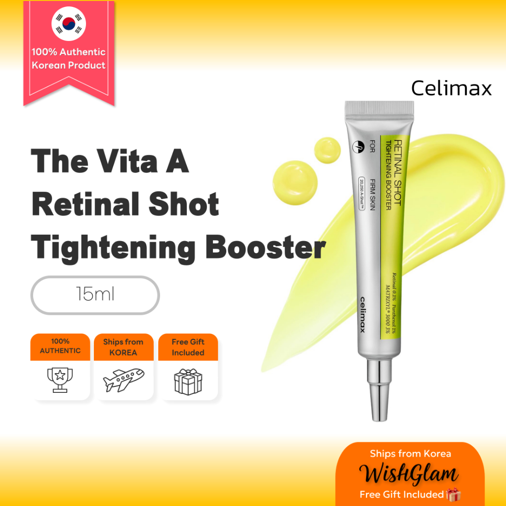 CELIMAX The Vita A Retinal Shot Tightening Booster 15ml | Sérum com Retinal 0,1% | Cuidado de Textura • Aparência dos Poros • Elasticidade • Uso Noturno • Tendência • Skincare Coreano em Oferta na Shopee
