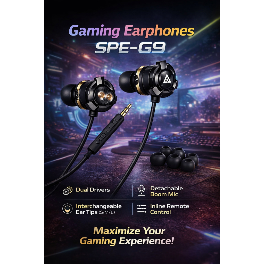 Fones de Ouvido Jogos Fio Spe-g9 | Driver Duplo Microfone Boom Destacável Fone Intra-Auricular Plugue de 3.5 Mm