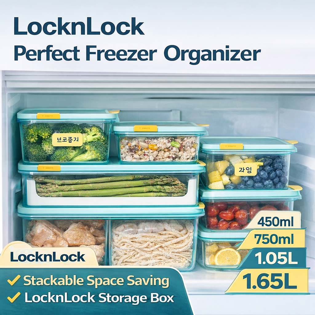 [LocknLock] Recipiente De Armazenamento De Alimentos Para Freezer 450ml/750ml/1.05L/1.65L Organizador De Geladeira Hermé