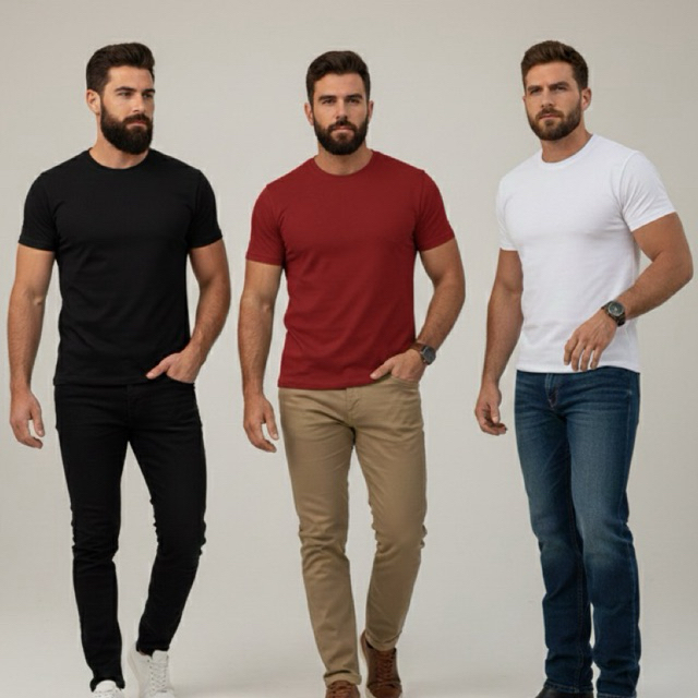 Kit 3 Camisetas Algodão Premium | Básicas, Slim, Confortáveis e Econômicas