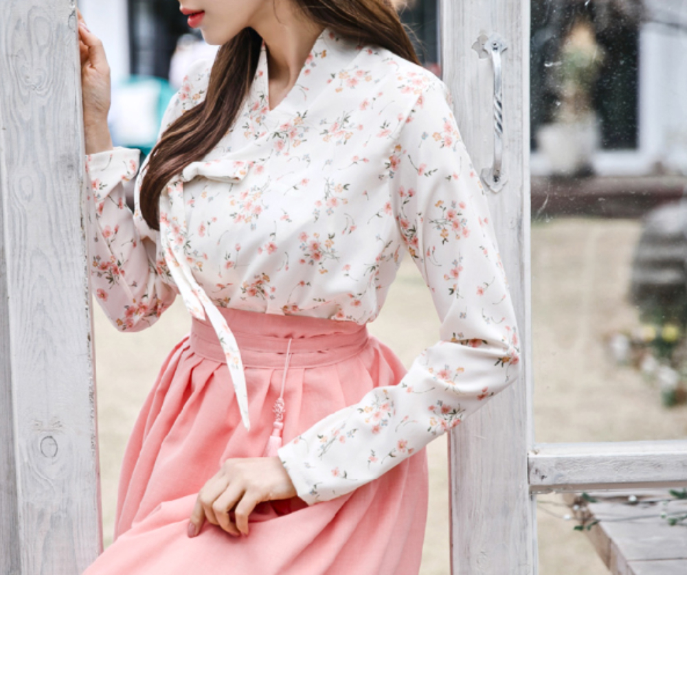 CHUU SHOP Saia Floral Jeogori Coreia Diária Hanbok Roupa Leve
