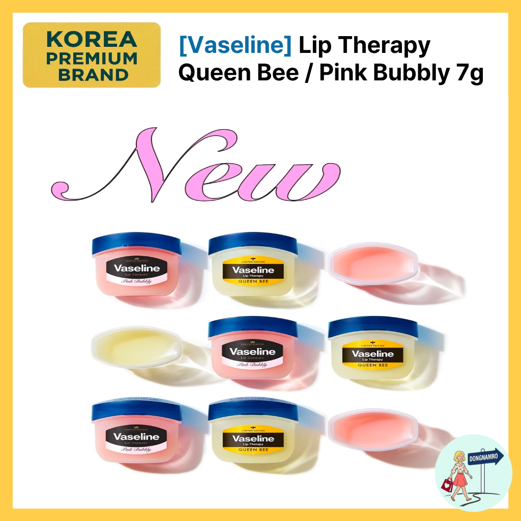 [Vaseline] Lip Therapy Edição Limitada (Queen Bee/Pink Bubbly) Versão Coreana | Alta Umidade 7g