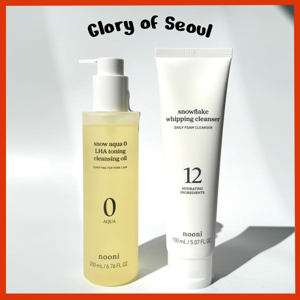 NOONI Cleansing Collection 2 Types (Snow Aqua 0 LHA Cleansing Oil 200ml, Snowflake Whipping Cleanser 150ml )