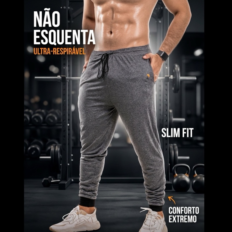 Calça Jogger Masculina Slim Fit Dry Fit – Leve, Não Esquenta, Ideal p/ Treino e Dia a Dia