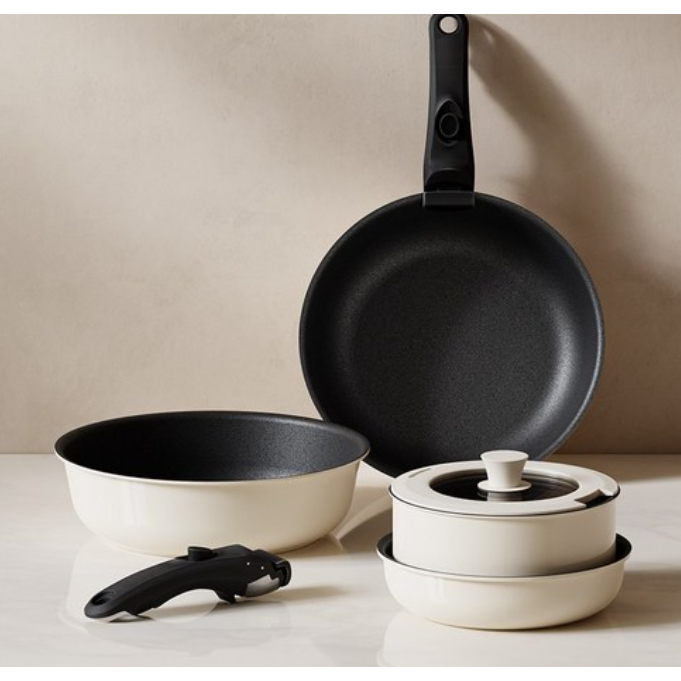 OYEAH Conjunto De Panelas Multiuso Com Alça Removível De 5 Peças (Panela De 18 Cm + Wok De 20 26 Tampa +)