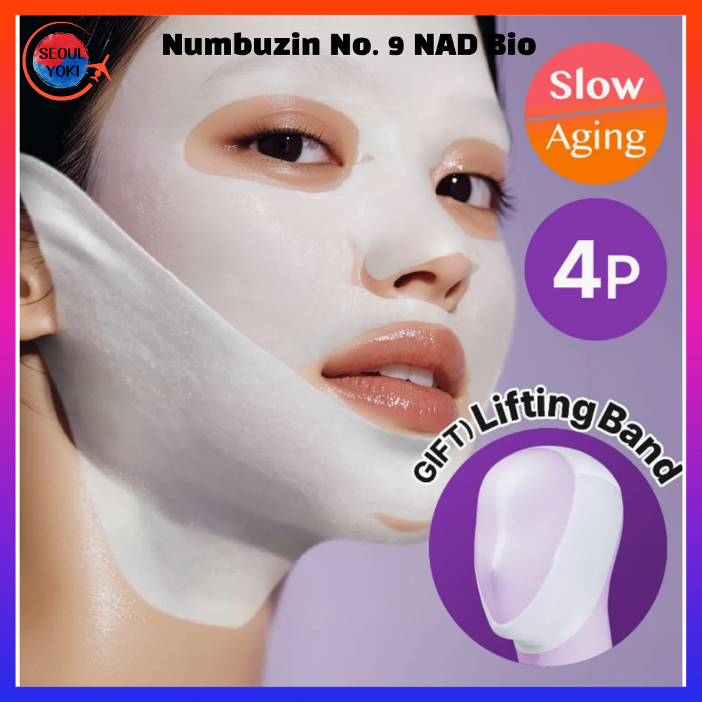 Coreia Numbuzin No . 9 NAD Bio Lifting-sil Full Face Pack Folha 4ea Conjunto (+ Faixa De Levantamento De Tecido)