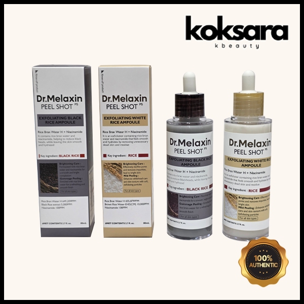 Dr.Melaxin Peel Shot Rice Gommage Ampoule 80ml Black Rice/White Rice Exfoliating Care