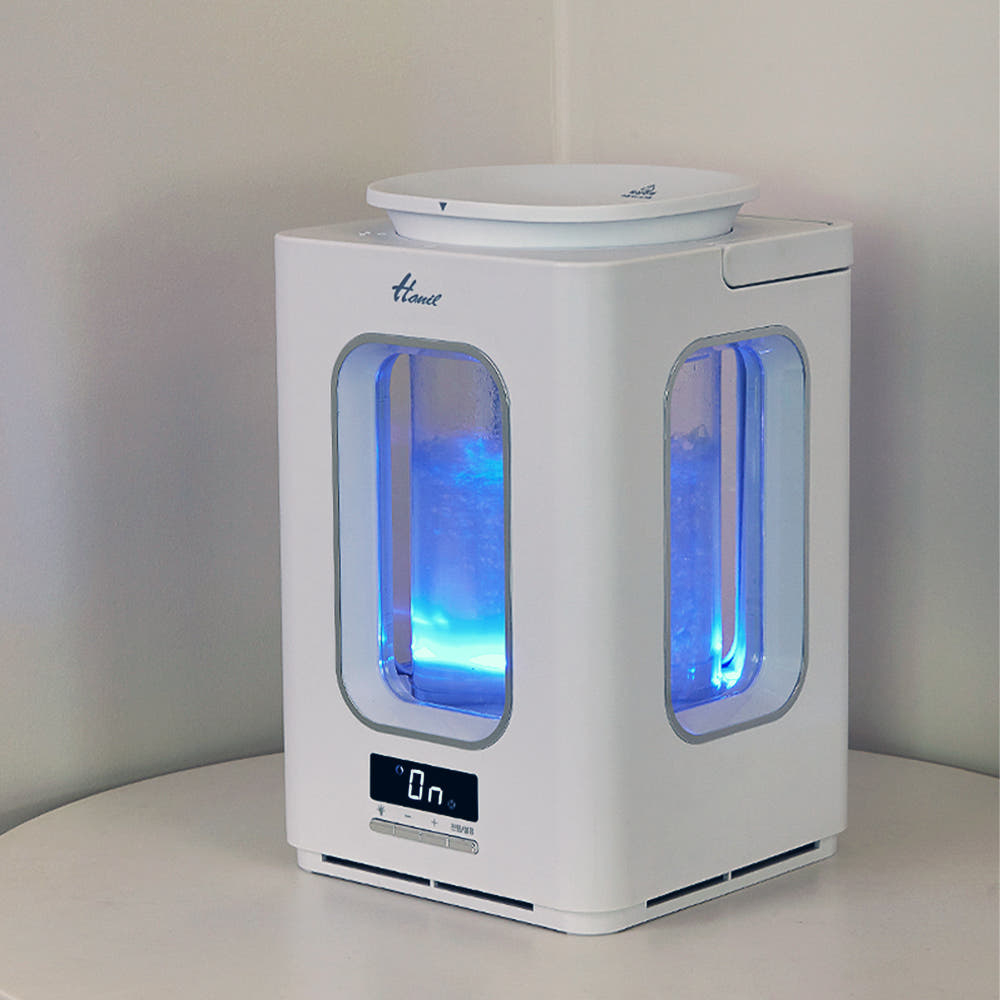 Umidificador Aquecido De Vidro Quadrado HANIL – A Vapor De Cerâmica Com Luz Ambiente