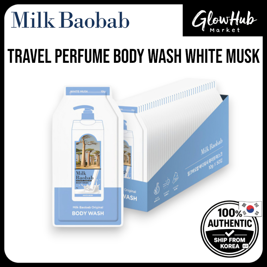 Milk Baobab Travel Perfume Sabonete Líquido Almíscar Branco-10g x 10 Bolsas/10g x 30 Da Coreia