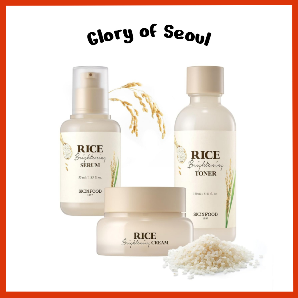Linha Iluminadora De Arroz SKINFOOD (Tônico 160mL/Soro 55mL/Creme 60mL)