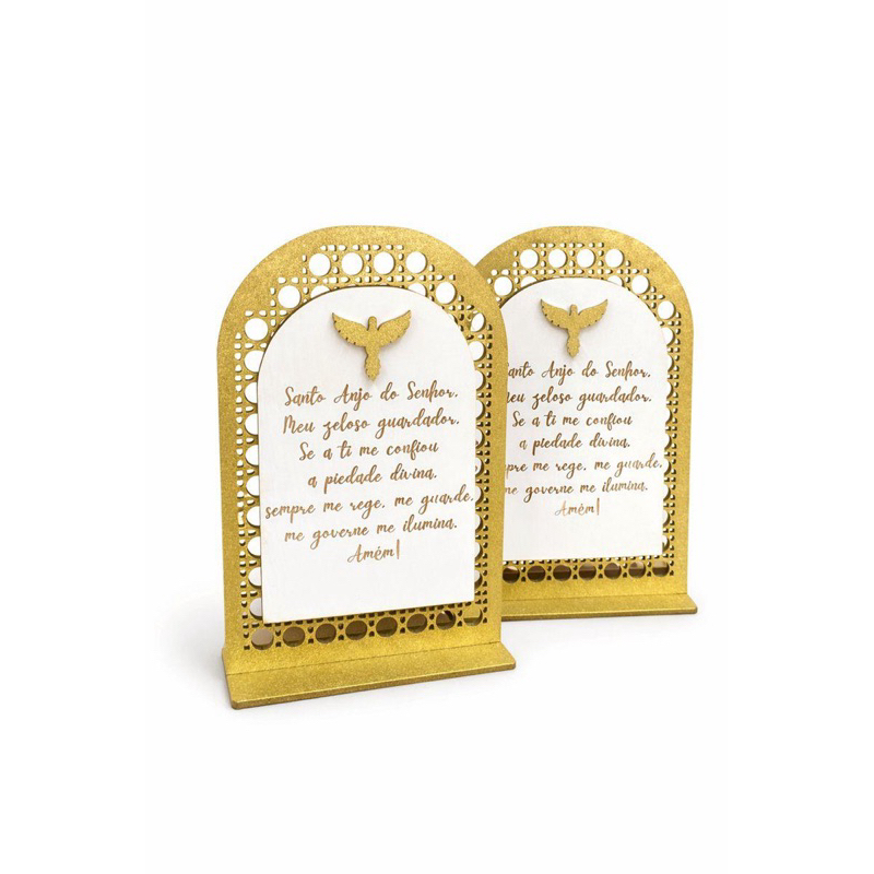 Oração Santo Anjo em mdf 10/15 (aplique em mdf)