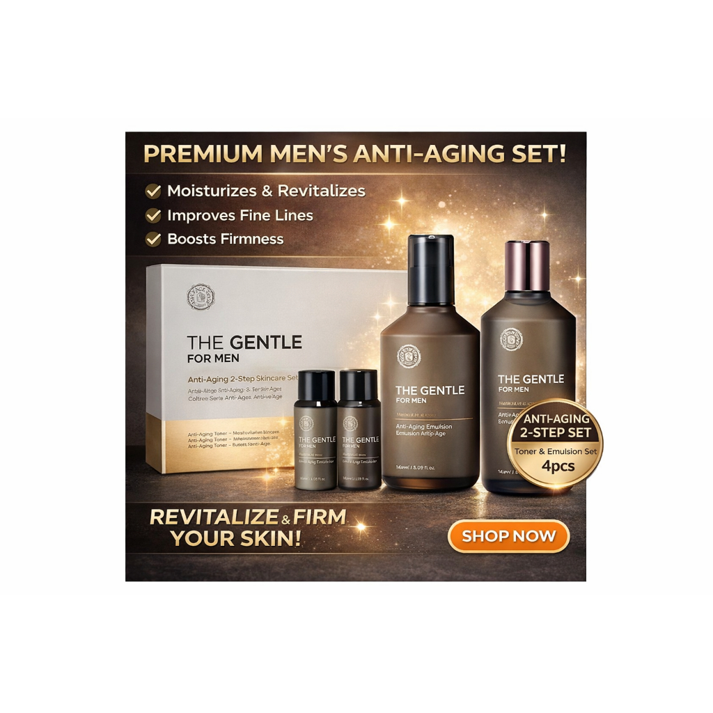 The FACE SHOP Conjunto De 2 Etapas Antienvelhecimento Gentle For Men | Toner E Emulsão Cuidados Com A Pele Reafirmantes 