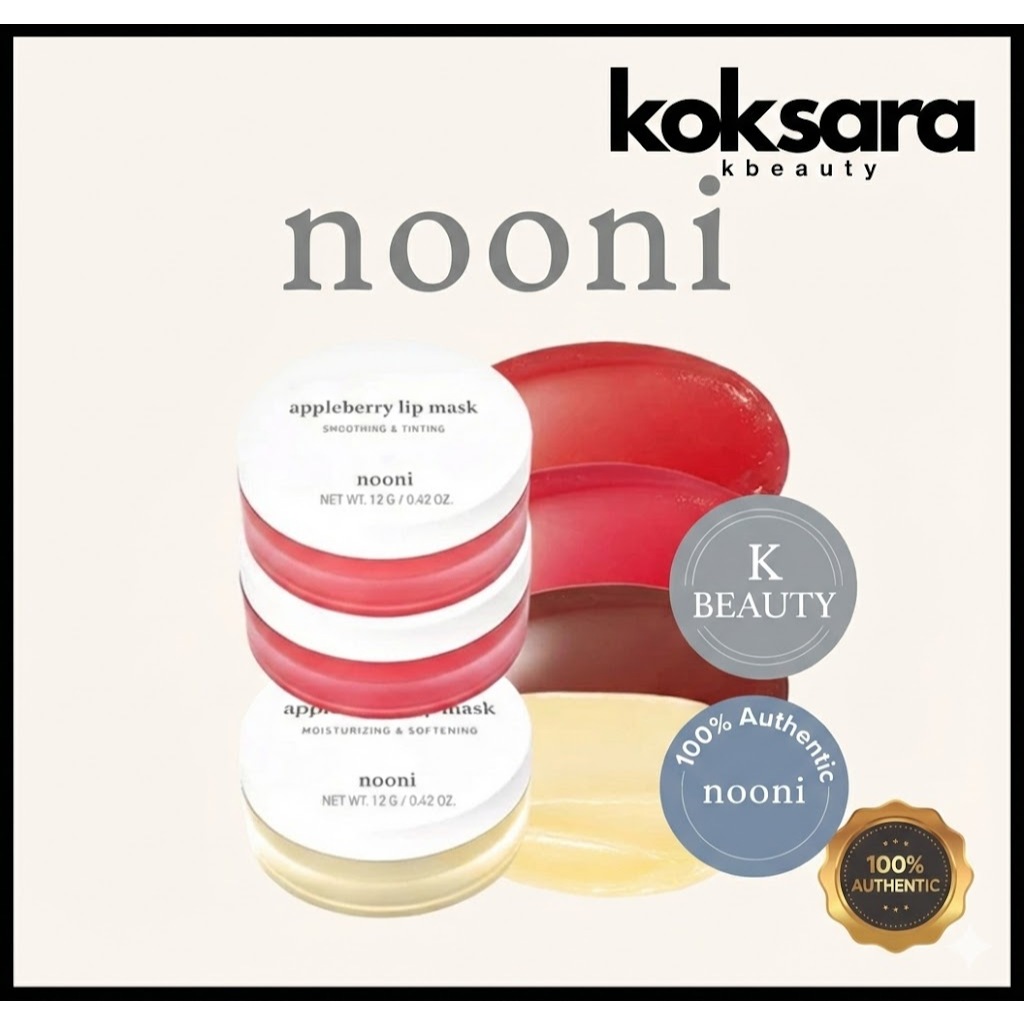 NOONI OFFICIAL Vegan Lip Mask Overnight – Bálsamo Labial Hidratante 3 Cores