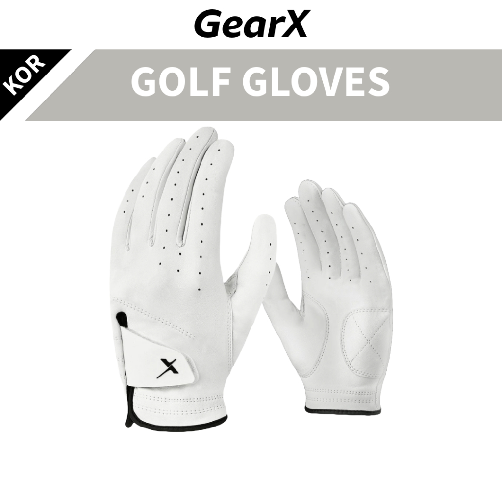 [GearX] Luva De Golfe PREMIUM 100 % Pele De Carneiro , Mão Esquerda (Tamanho M)