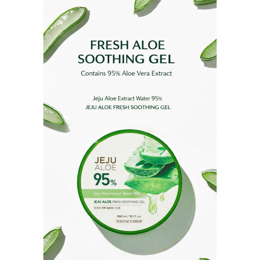 Beauty Skincare-THE FACE SHOP Gel Calmante Fresco Jeju Aloe 95 % 300ml Hidratante Calm Care/Navio Da Coreia