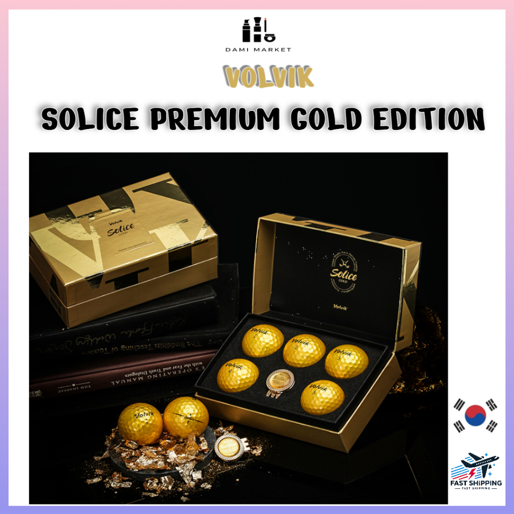 Bolas De Golfe Premium Volvik Solice Gold Edition (5 , 3 Unidades) + Marcador De Bola Dorada