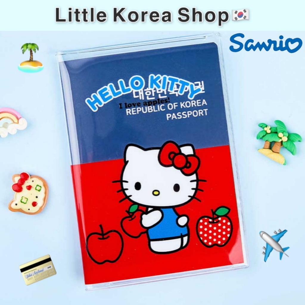 [Sanrio] ✨ 2026 Novos Produtos Capa Para Passaporte Hello Kitty Apple-Protetora De PVC Transparente/Bolso Cartão Guardar