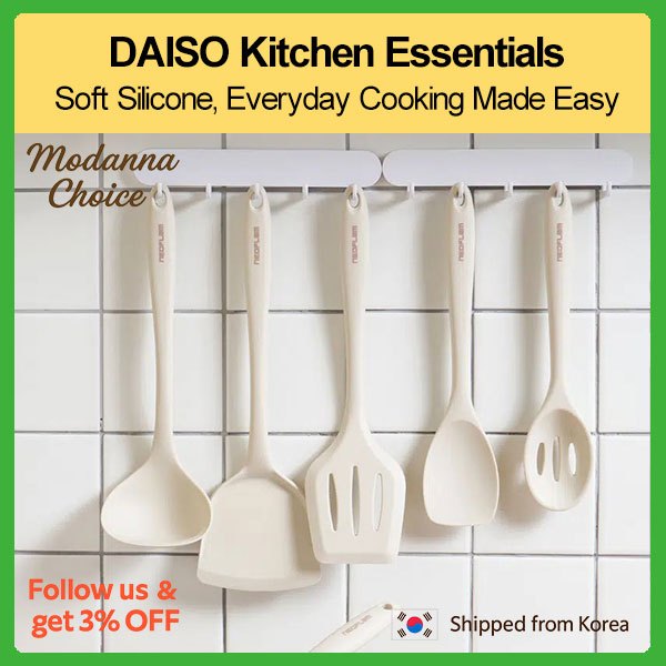 DAISO NEOFLAM Conjunto De Utensílios De Cozinha De Silicone Espátula Concha Turner Ferramenta Antiaderente Resistente Ao