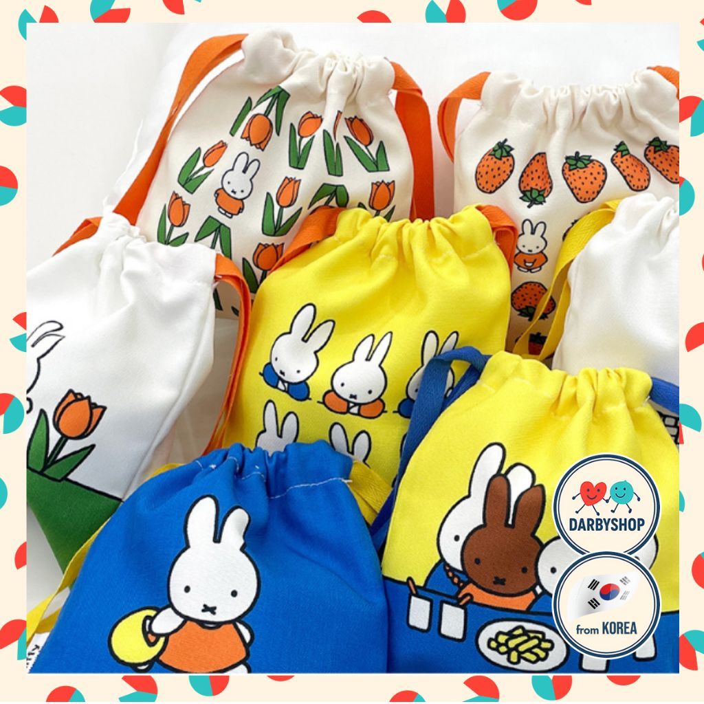 [Licença Oficial Miffy] Bolsa Com Cordão & Tulip (Mãos Para Cima) | Infantil E Mãe Armazenamento Diário Produtos De Pers