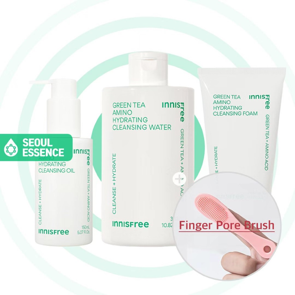 INNISFREE Green Tea Amino Espuma De Limpeza Hidratante/Água 320ml/Óleo 150ml-Uma Suave E Baixa Acidez Para Remover Impur