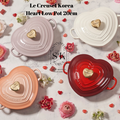 [Le Creuset Coreia] Coração Pote Baixo 20cm Charlotte/Shell Rosa