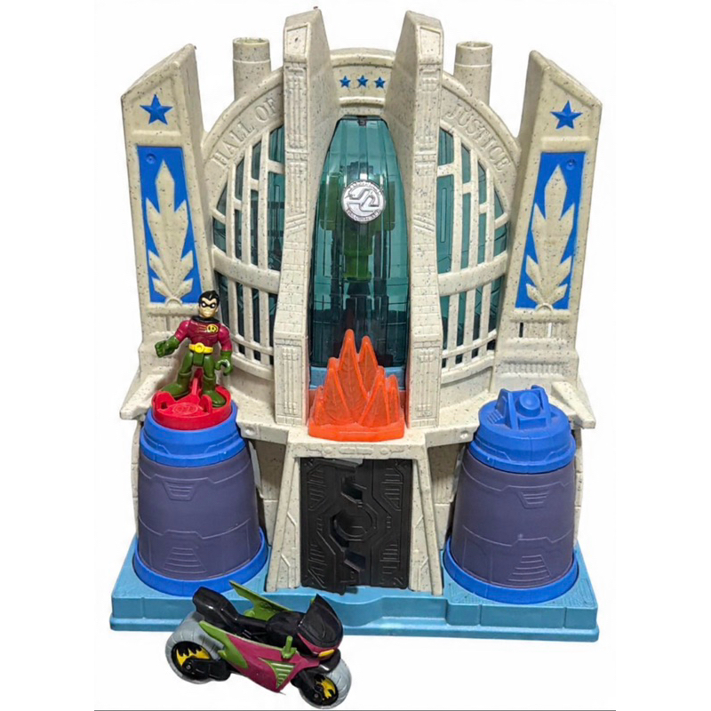 Playset Imaginext Hall da Justiça + Robin e Moto  Usada    | DC Super Friends | Original e Funcional