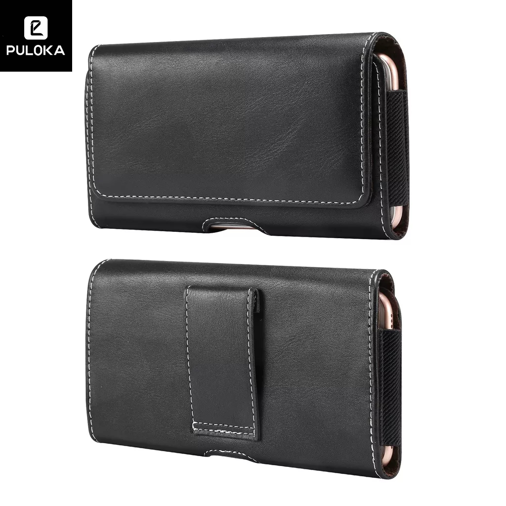 Horizontal Bolsa De Celular Masculina Bolsa Para Cintura Capa Porta Celular De Couro