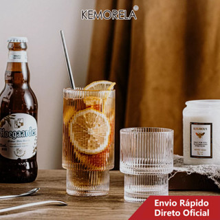 KEMORELA Ins Style Restaurante Copa De Sobremesa Vertical Goblet Dessert Cup Listrado De Alto Valor Americano Iced