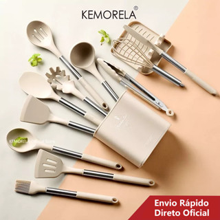 KEMORELA Conjunto De Utensílios De Cozinha De Silicone Para Espátula Sem Batedor De Ovo Colher De Sopa De Pá