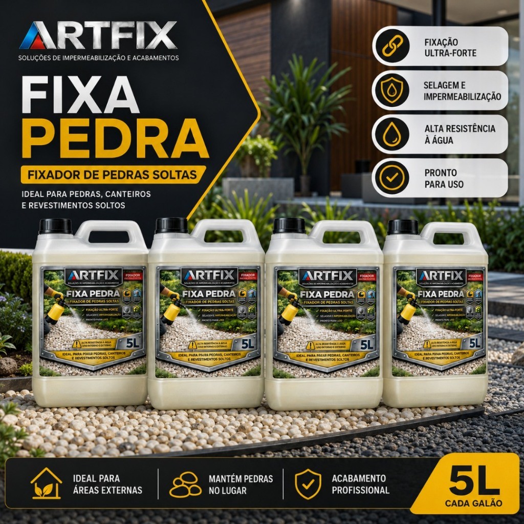 QUEIMA DE ESTOQUE - Cola Pedra Artfix 5L Kit 2 3 ou 4 Unidades Construção Paisagismo Área Externa