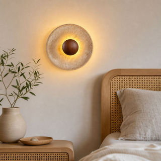 Luz De Parede De Travertino Natural, Arandela Nórdica De Madeira Maciça, 5W, LED, Tricolor Para Quarto, Sala De Est
