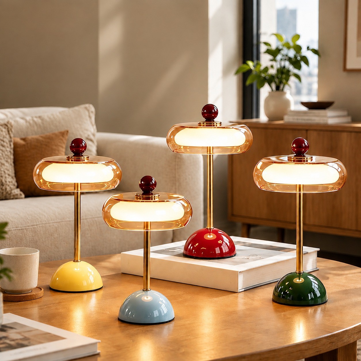 Candeeiro De Mesa Retrô Nórdico Recarregável Por Toque Lâmpada De Cabeceira Para Decoração De Quarto lampu meja