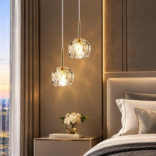 Lustres De Cristal Nórdico, Luminária Pendente Cabeça Única LED Minimalista Lâmpada Suspensa Atmosférica Lampu Gantung