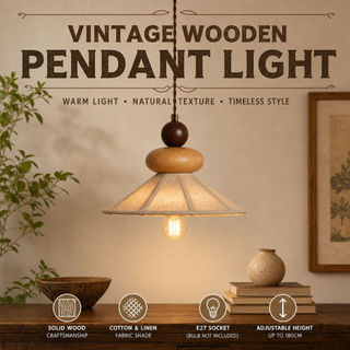 Vintage De Madeira Pingente Luz Ajustável Algodão Linho Sombra E27 Soquete Para Quarto Sala Jantar Cozinha