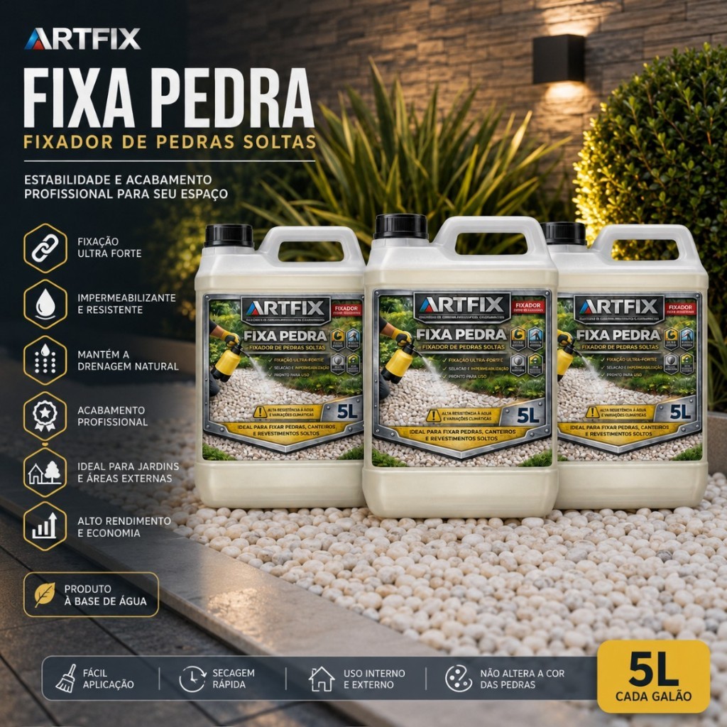 Fixador de Pedras Artfix 5L Kit 2 Unidades Para Área Externa Construção Calçada Caminho e Varanda