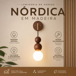 Arandela De Parede De Madeira Nórdica Minimalista Design Escandinavo Luz Tricolor Para Quarto Sala Estar Escadas