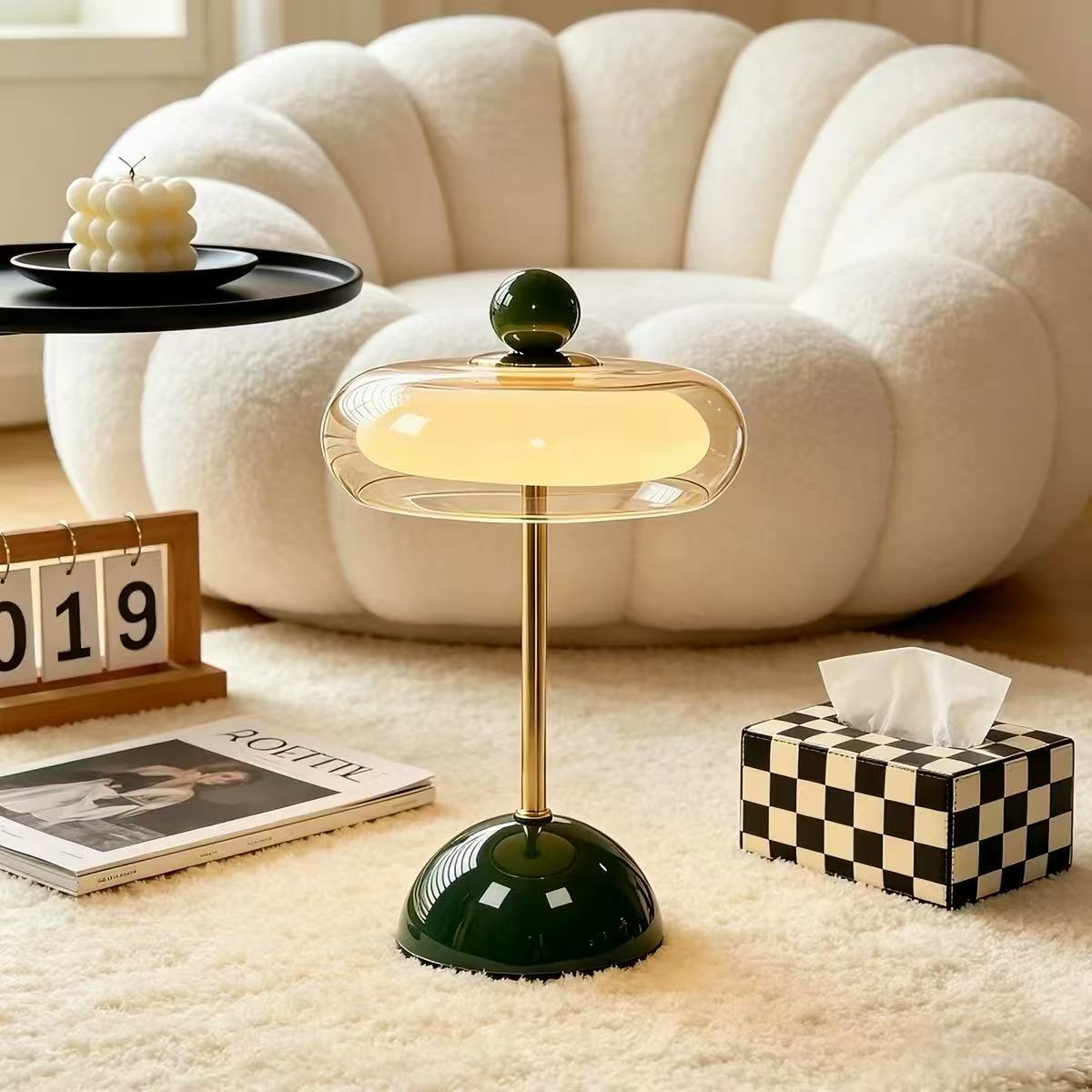 Abajur De Mesa Cogumelo De Vidro Bauhaus Recarregável Interruptor De Toque Cuidado Com Os Olhos Para Decoração De Quarto