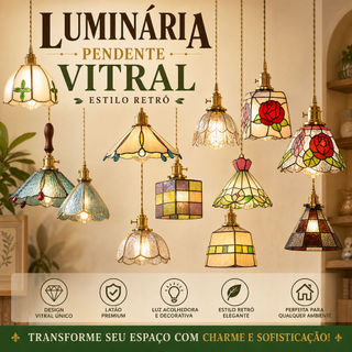 Retro Vitral Pingente Lâmpada De Bronze Do Vintage Luminária Decorativa E27 Para Sala Jantar Quarto Café