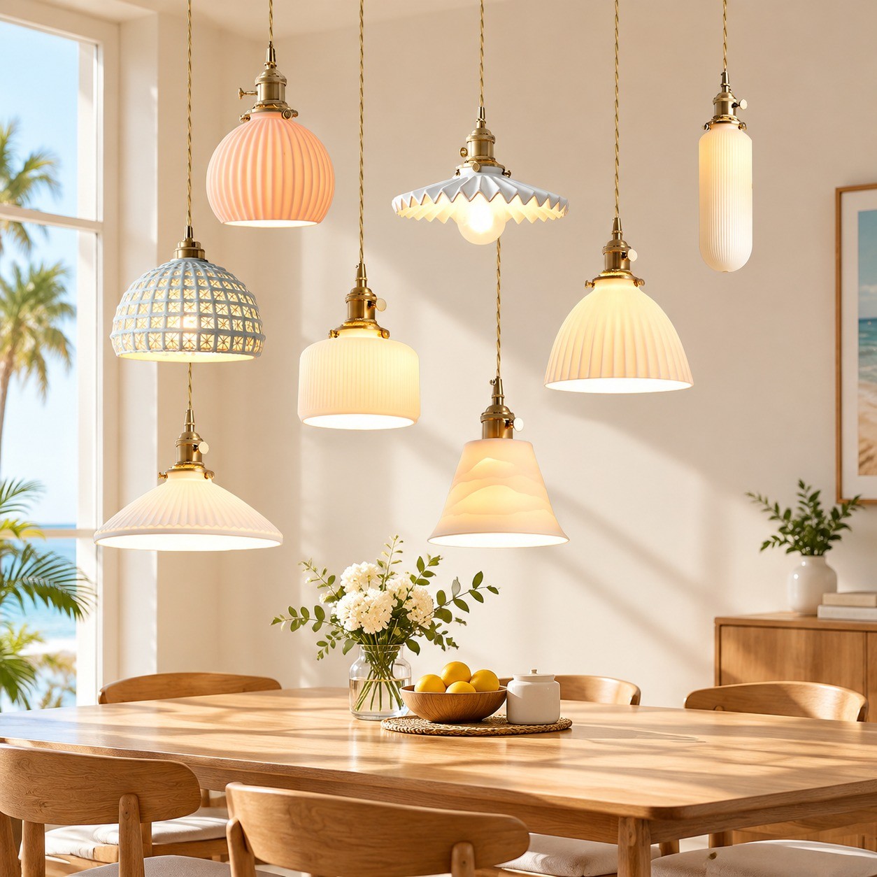 Lustre Retro Cerâmica Pendente Luminaria Teto Vintage Abajur Base De Cobre Pendurado Para Sala Jantar Café Lampu Gantung